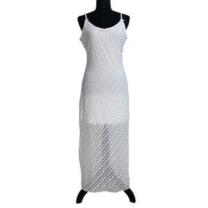 Wild Fable White Sleeveless Sheer Lace Maxi Dress Adjustable Spaghetti Straps
